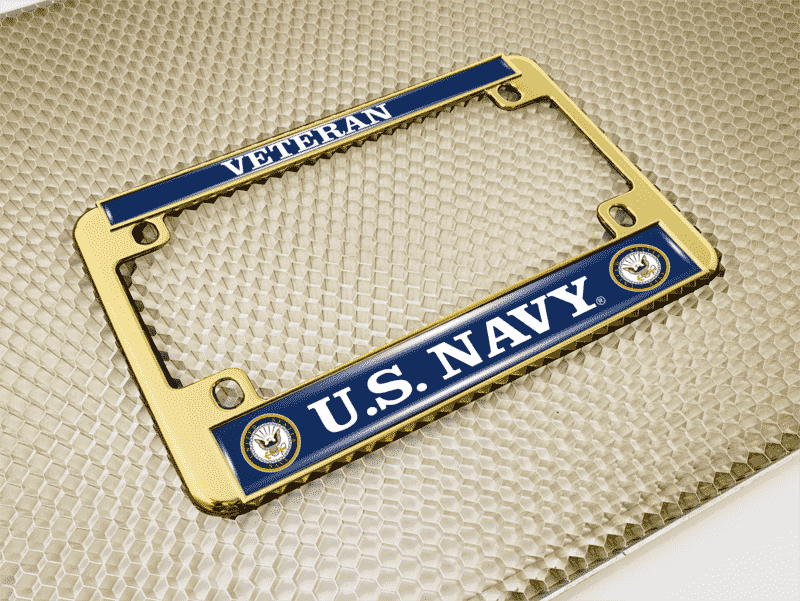 U.S. Navy Veteran - Motorcycle Metal License Plate Frame